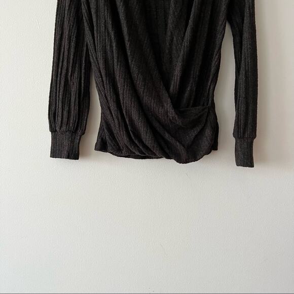 Anthropologie Maeve Rafela Hacci Brown Surplice Top - Picture 3 of 6